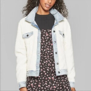Wild Fable faux shearling denim jacket small